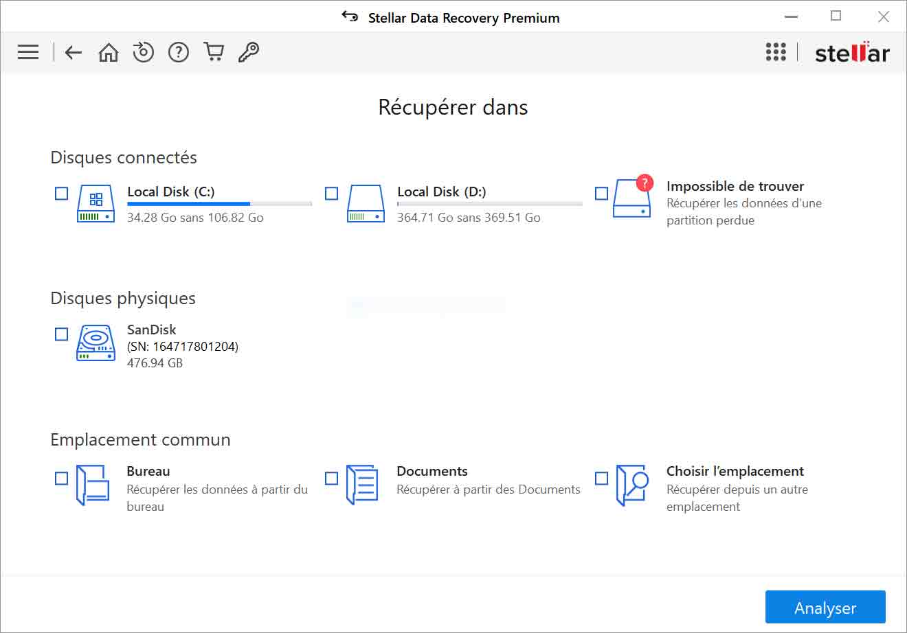 Selectionnez l 'emplacement
