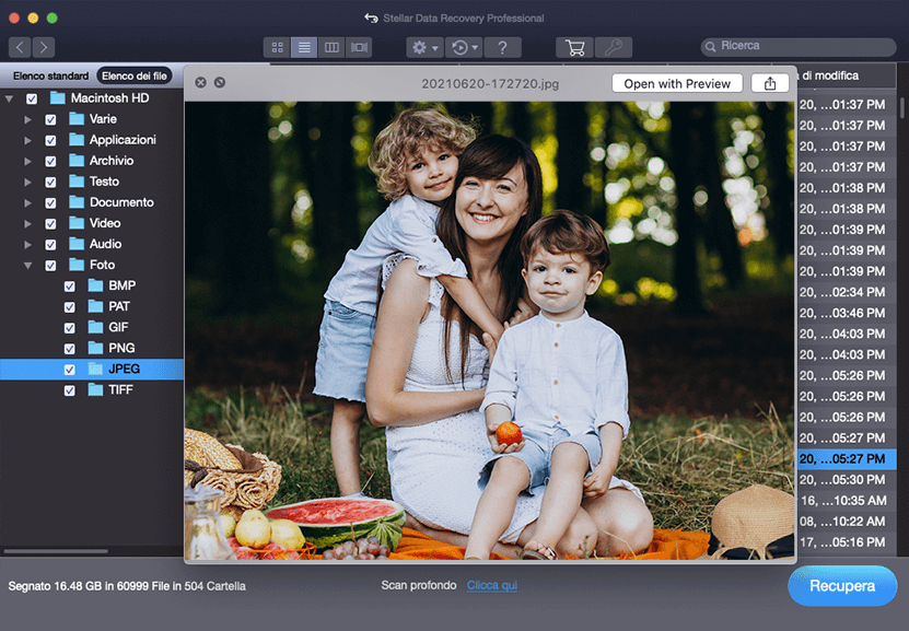 Scansiona e recupera