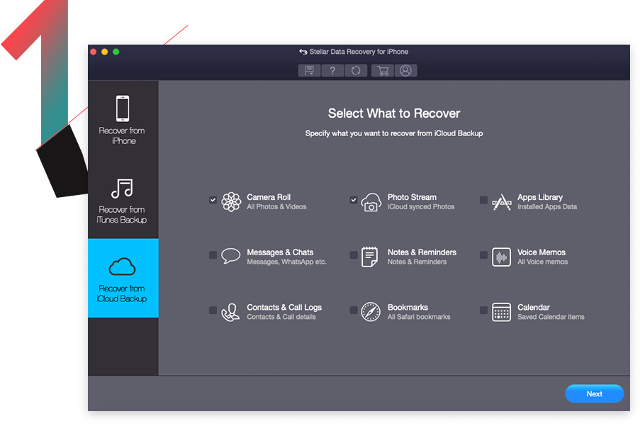 选择要从设备恢复的内容