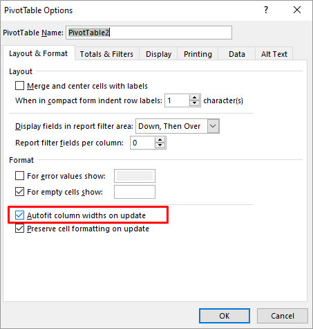 select autofit column widths in pivot table options