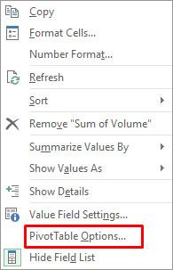Select Pivot Table