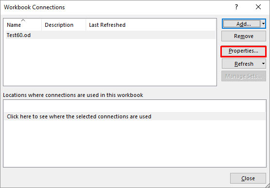 Select Properties In Workbook Connections