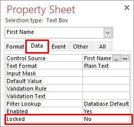 Click Data And Change Locked Propery