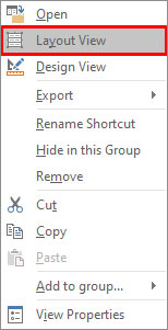 Select Layout View Option