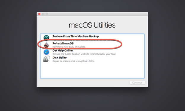 点击重新安装macOS