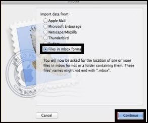 选择“从MBOX格式的文件导入数据”