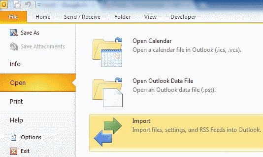 打开导入和导出向导