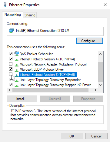 禁用ipv6协议