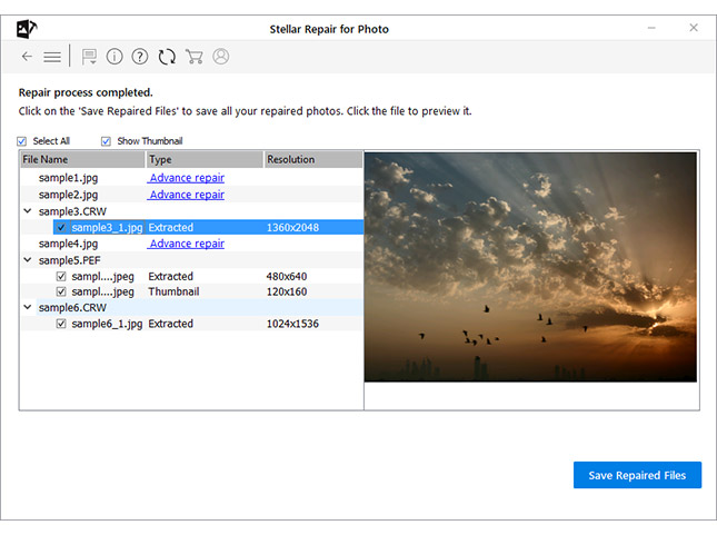 预览修复的图像并保存它们