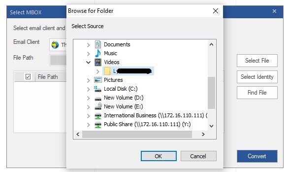 从列表中选择MBOX文件