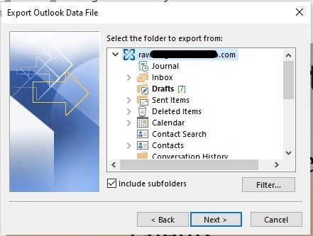 选择“包含雷鸟邮件的文件夹”