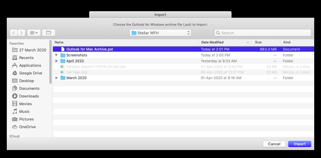 浏览并选择PST文件